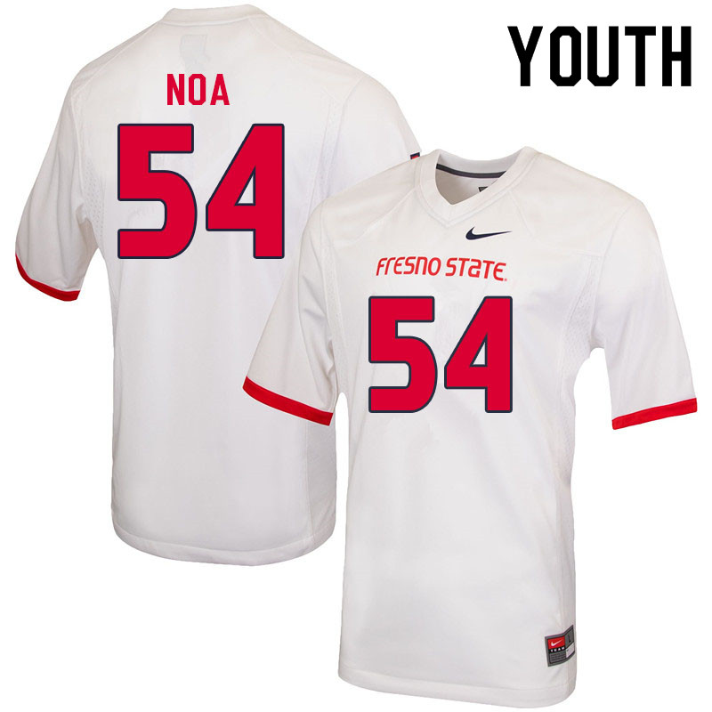 Youth #54 Sione Noa Fresno State Bulldogs College Football Jerseys Sale-White - Click Image to Close
